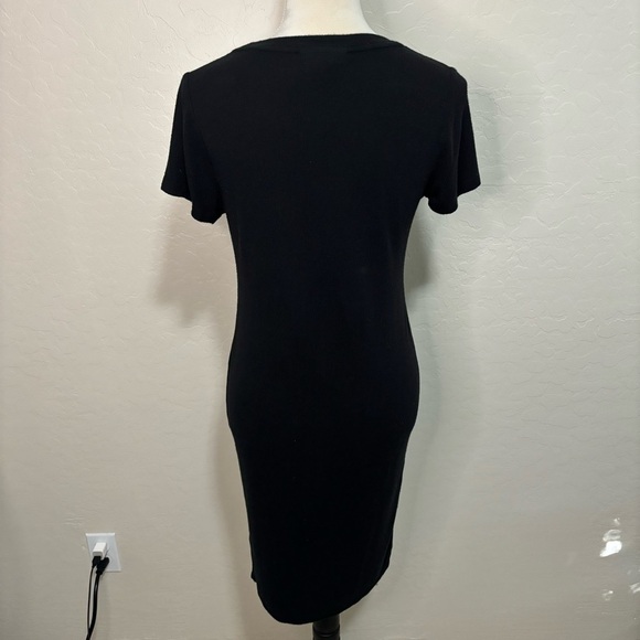 Motherhood Maternity Black Ribbed Knit Short Sleeve T-Shirt Dress Size M - Picture 5 of 11